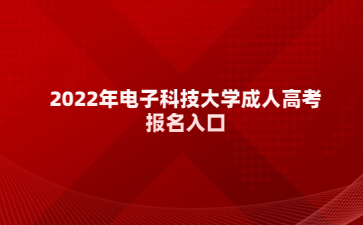 2022年電子科技大學(xué)成人高考 報(bào)名入口